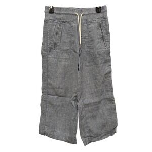 Athleta Cabo Linen Wide Leg Pant Blue Chambray Size 00 Drawstring Crop Coastal